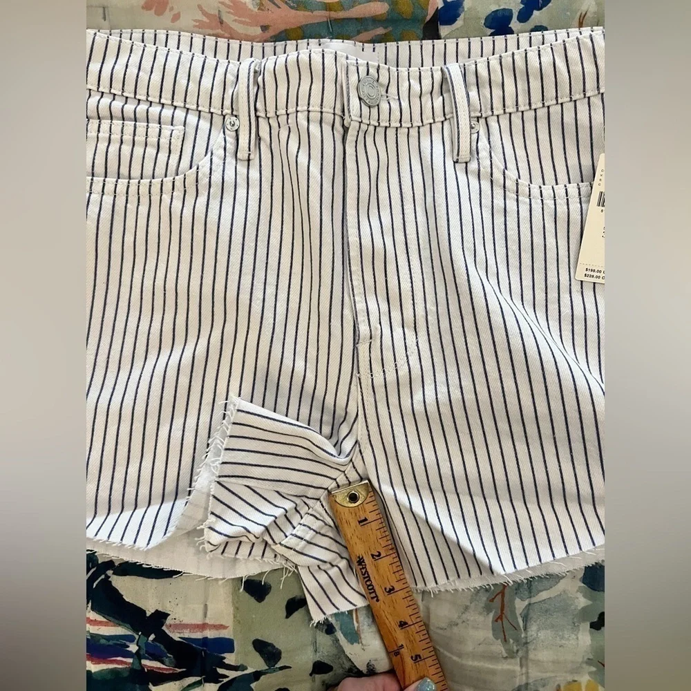 ANTHROPOLOGIE | FRAME 30 LE BRIGETTE JEAN SHORTS Blue Motif NWT - Picture 13 of 16